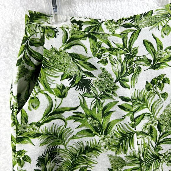 Midnight Sky NWT Linen Blend Women M Green Tropical Wide Leg Pants Boho Vacation - Picture 7 of 12